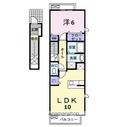 フォレストコート明神Ⅲ[1LDK/42.8m2]の間取図