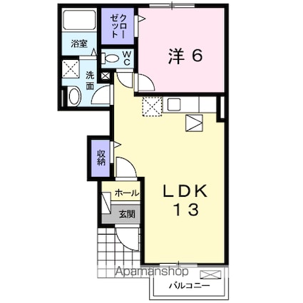 ハイマウント　Ｆｏｕｒ　Ｂ[1LDK/44.19m2]の間取図