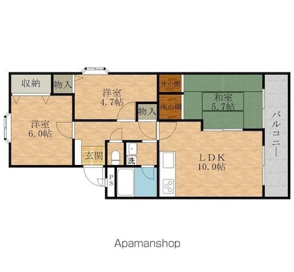 大阪府和泉市府中町６丁目[3LDK/61.28m2]の間取図