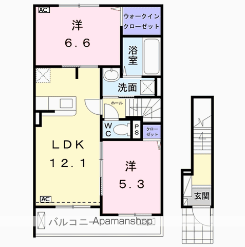 岐阜市北鶉のアパートの間取り