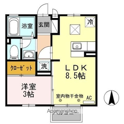 メゾン・ド・ルイール[1LDK/30.3m2]の間取図