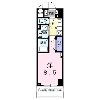 Ｂｒｉｇｈｔ　Ｇａｔｅ　名古屋[1K/27.61m2]の間取図