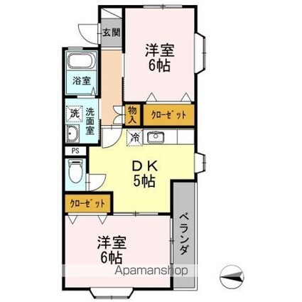 メゾンジュネス[2K/42.64m2]の間取図