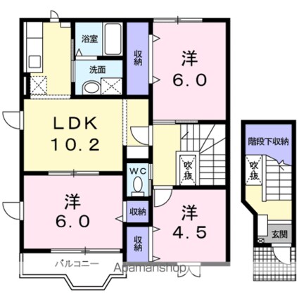 クレストールカサハラＢ[3LDK/65.57m2]の間取図