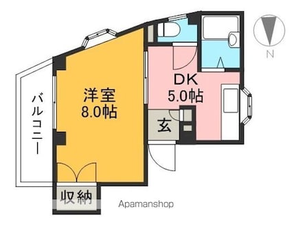 ヴィラ薊野[1DK/22.14m2]の間取図