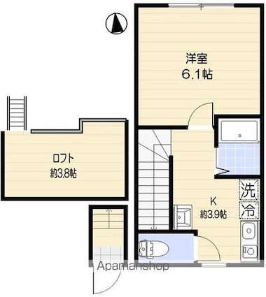 アオアクア浜田山[1K/23.76m2]の間取図