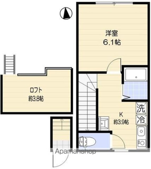 アオアクア浜田山[1K/23.76m2]の間取図
