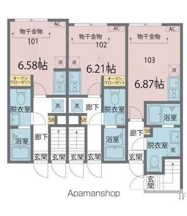 カインドネス亀有[1R/18.71m2]の間取図