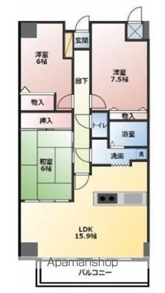 サーパス鷹子弐番館[3LDK/74.23m2]の間取図