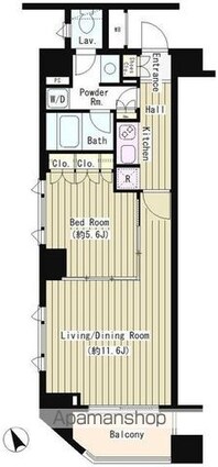 コクヨーレ日本橋[1LDK/46.25m2]の間取図