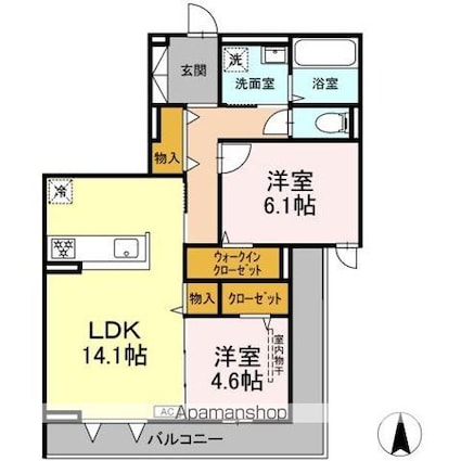 ヴェル　フィオーレ[2LDK/64.66m2]の間取図
