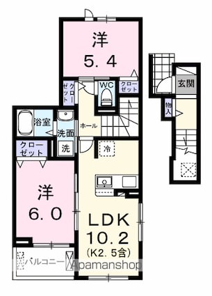 エール　アン[2LDK/54.61m2]の間取図