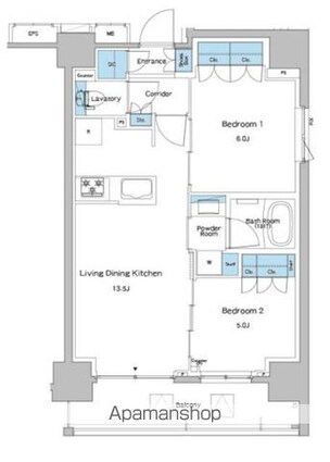 ルフォンプログレ志村坂上[2LDK/55.46m2]の間取図