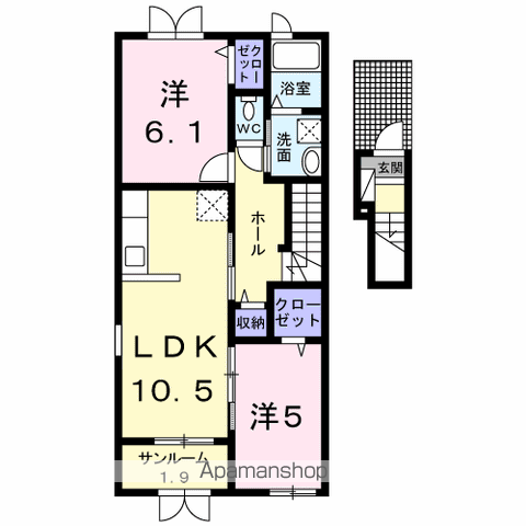 サンプラザ新崎Aの間取り写真