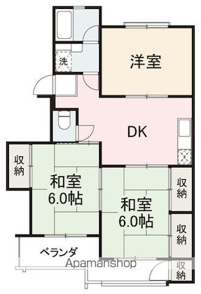 ヴィラ栗林[3DK/57m2]の間取図