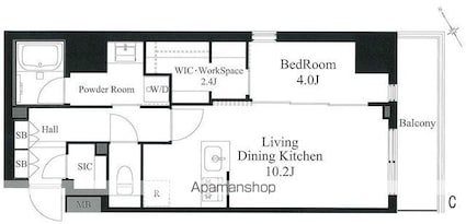ラティエラ秋葉原[1LDK/42.31m2]の間取図