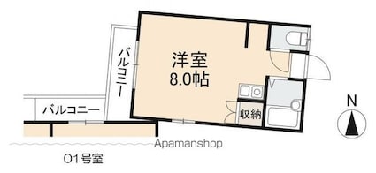 Ｓコート西宝町Ｂ棟[1R/20.52m2]の間取図