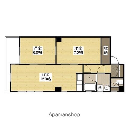広島県広島市中区上幟町[2LDK/57m2]の間取図