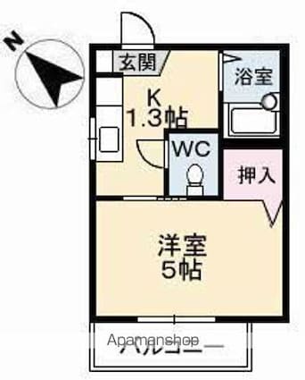 シャーメゾンサンフラワー[1K/18.75m2]の間取図