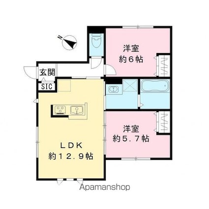 千葉県船橋市北本町２丁目[2LDK/54.81m2]の間取図