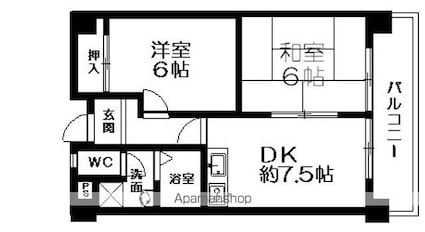 ニシムラエコノム野洲[2DK/43.74m2]の間取図