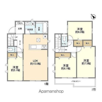 Ｋｏｌｅｔ越谷大沢[4LDK/92.53m2]の間取図