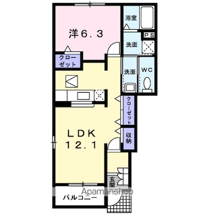 ファミール　ハウスⅤ　Ａ[1LDK/45.25m2]の間取図