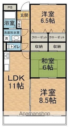 Ｌｉｍｐｉａ　Ｇａｒｄｅｎ　Ｓｑｕａｒｅ[3LDK/67.4m2]の間取図