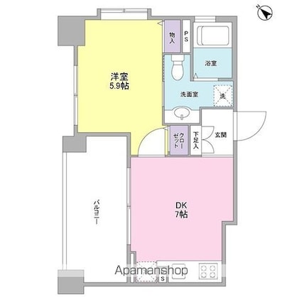 リバーレ月島[1DK/29.6m2]の間取図