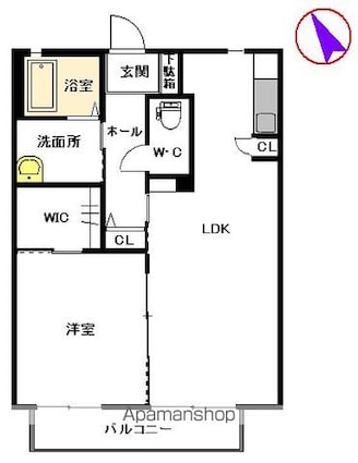 メゾン・ボヌール　Ａ棟[1LDK/48.36m2]の間取図