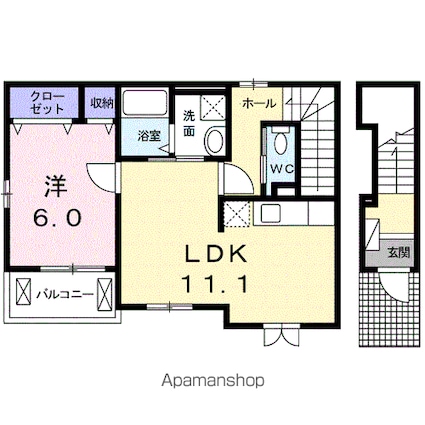 リヴェールⅣ[1LDK/45.97m2]の間取図