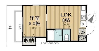 第二ハウスナカジマ[1LDK/30m2]の間取図