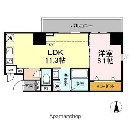 Ｊｅ　Ｇｌｙｃｉｎｅ　寿町[1LDK/40.02m2]の間取図