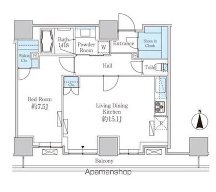 東京都港区芝浦４丁目[1LDK/55.59m2]の間取図