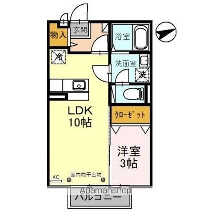 メゾン松葉　Ｂ[1LDK/33.4m2]の間取図