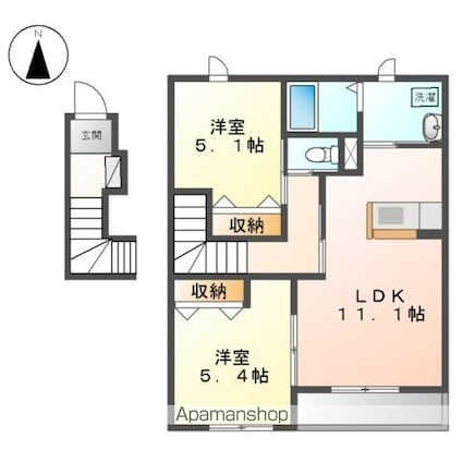 和歌山県和歌山市加納[2LDK/54.56m2]の間取図
