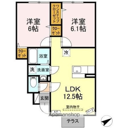 グリーンヒル[2LDK/52.4m2]の間取図