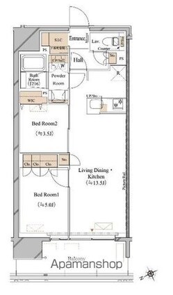 ブランシエスタ浅草蔵前[2LDK/50.96m2]の間取図