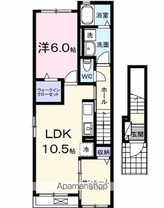 アステル・カロン[1LDK/48.92m2]の間取図