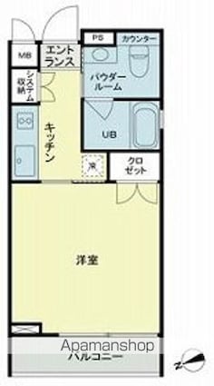 ベルファース新橋[1K/26.36m2]の間取図