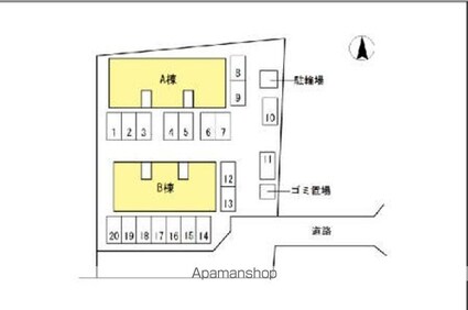 ベルコート　Ｂ棟[1LDK/42.78m2]の配置図