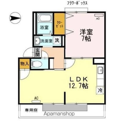 スカイコート２１[1LDK/46.08m2]の間取図
