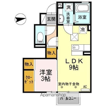 フェリシータ[1LDK/33.24m2]の間取図