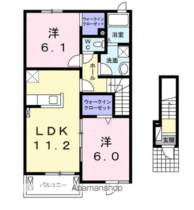 サンヴェール大芝Ｂ[2LDK/57.64m2]の間取図