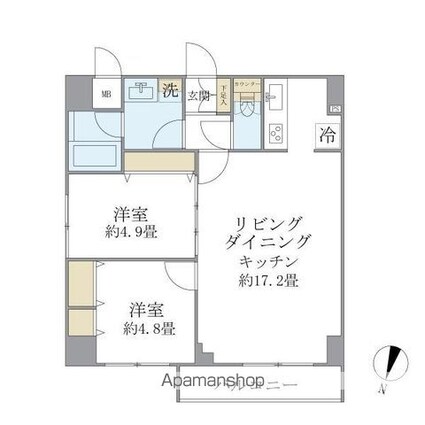 エレミ本蓮沼[2LDK/57.88m2]の間取図