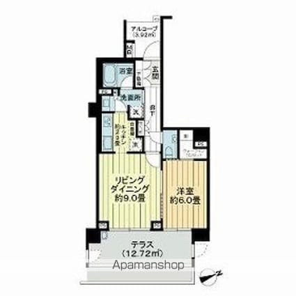 ザ・コートガーデン目黒東山[1LDK/47.04m2]の間取図