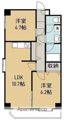 ベルメゾン新田東[2LDK/49.22m2]の間取図