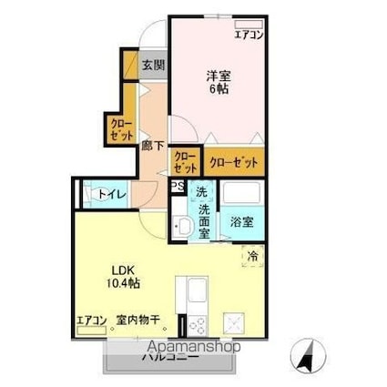 サンハウスナカノＩＩＩ[1LDK/42.54m2]の間取図