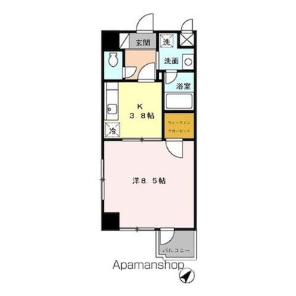 ルミエール中ノ坂[1K/31.2m2]の間取図