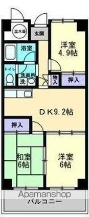 香川県高松市茜町[3DK/59.4m2]の間取図